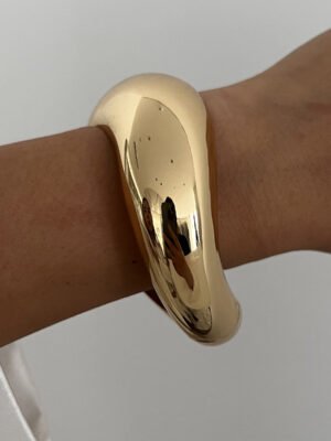 Chunky Polished Gold Open Cuff Bangle