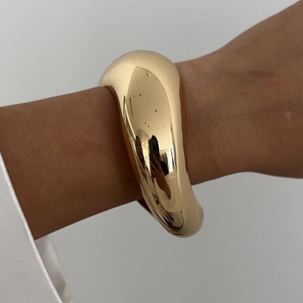 Chunky Polished Gold Open Cuff Bangle