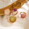 Retro Gold Tone Natural Stone Statement Rings