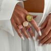 Retro Gold Tone Natural Stone Statement Rings