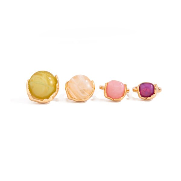 Retro Gold Tone Natural Stone Statement Rings