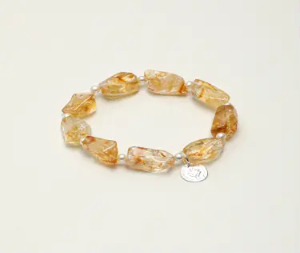 Citrine Tumbled & Freshwater Pearl Beaded Bracelet