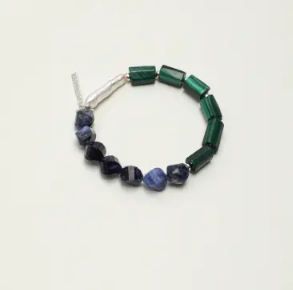 Blue Lace Agate & Malachite Pearl Bracelet