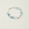 Clear Quartz & Aquamarine Silver Barcelet