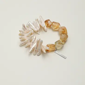 Citrine & Baroque Stick Pearl Bracelet